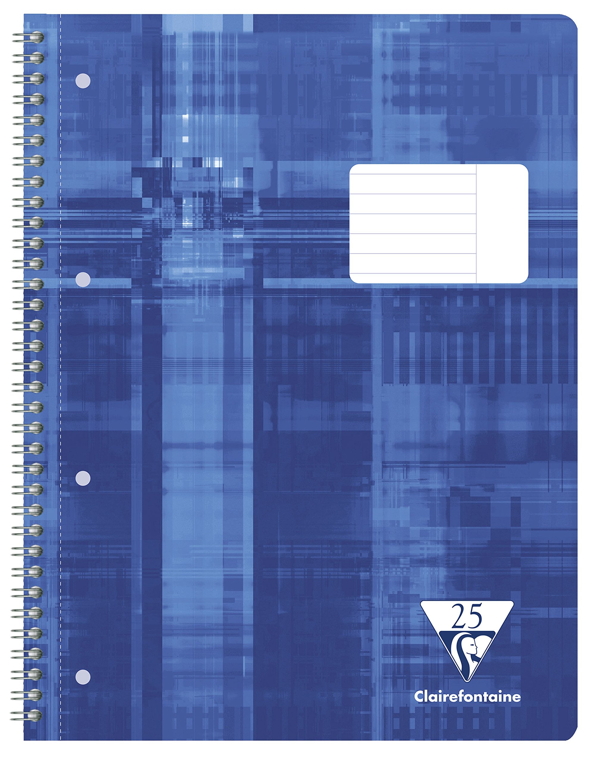 Clairefontaine 68225C A Blue Perforated Spiral Notebook - A4+ 22.5x29.7cm - 160 Detachable Lined Pages with Right Margin - 90g White Paper - Laminated Cover