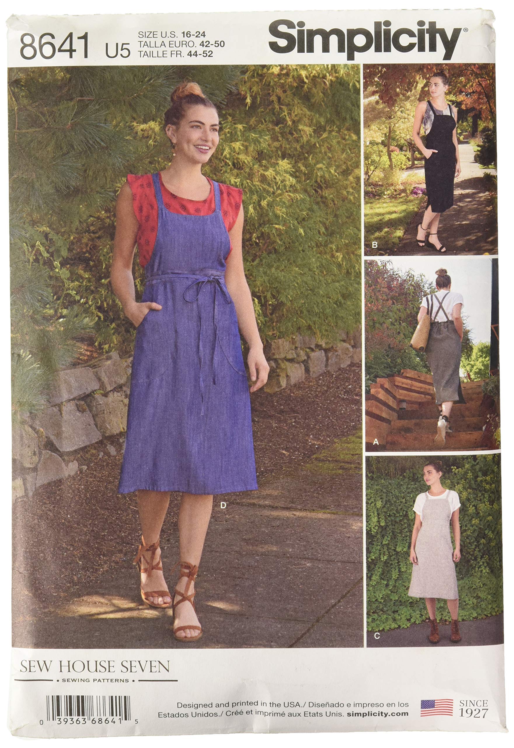 Simplicity US8641U5 Women’s Jumper Dress Sewing Pattern, Paper, White, 16/18/20/22/24