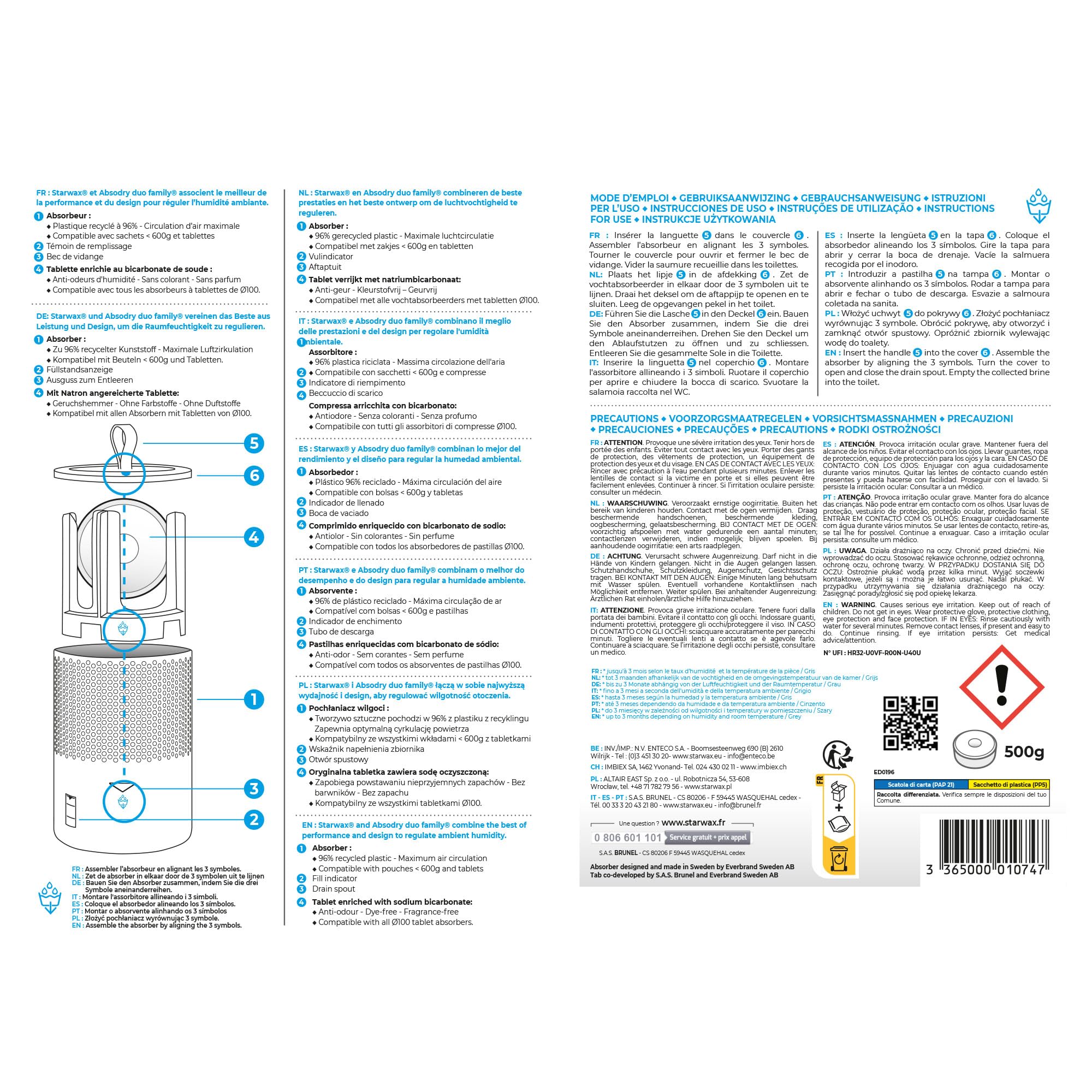 STARWAX - Luftentfeuchter und Entfeuchter-Tab 500 g - Absorbiert Feuchtigkeit und vermeidet Schimmel - Anti-Geruch - Füllstandsanzeige - Geräuschlos - 1 Tab behandelt 25 m² für ca. 3 Monate. 7