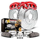 PowerStop Truck &amp; Tow Brake Pad Rotor Caliper Kit Rear KC2151-36 | Jeep Grand Cherokee 1999-04 Z36 Carbon Fiber Ceramic Brake Pads + Drilled &amp; Slotted Rotors + Red Powder Coated Calipers