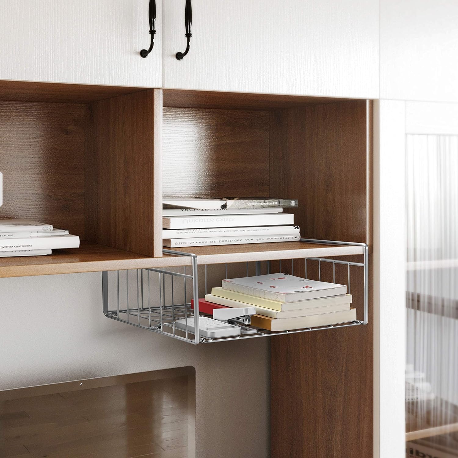 2 Pack Wire Rack Hanging Storage Baskets For Kitchen Pantry Silver Simple Trending Under Cabinet Organizer Shelf Home Kitchen Kitchen Dining