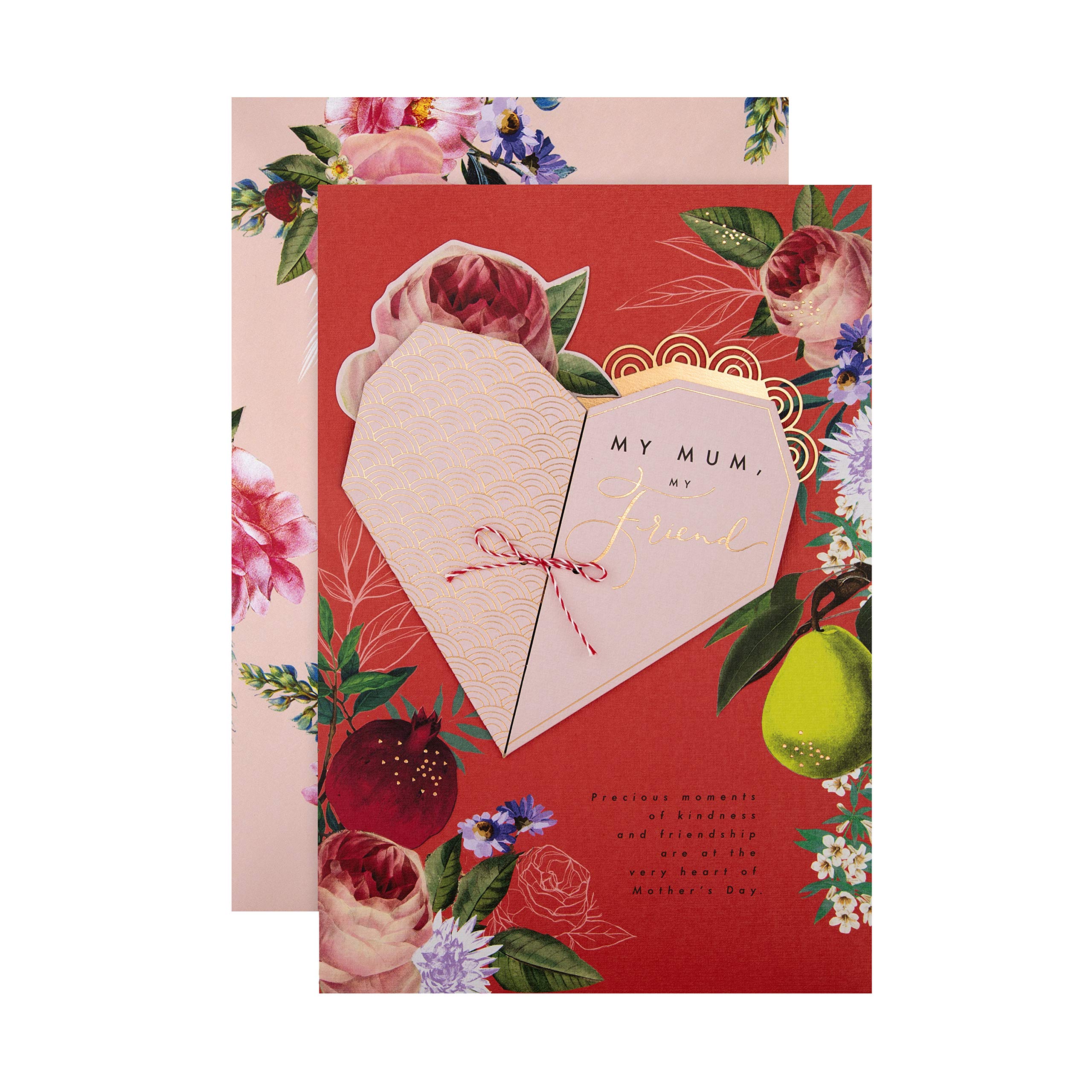 Hallmark Mothers Day Card for Mum, Love Heart with 'Hidden Message', Floral Design, Pink, Red, White
