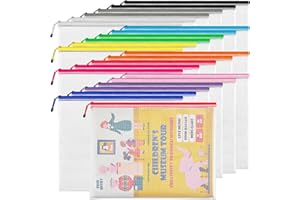 JARLINK A3 (16.9x12.4 in, 24 Pcs) Mesh Zipper Pouch, 12 Colors Extra Large Zipper Bags, Waterproof File Pouches for Office Su