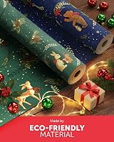 Kraft & Co Christmas Wrapping Paper Rolls 2 Pack 44.5cm x 25m 100gsm view 2