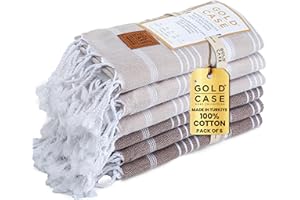 GOLD CASE HOME COLLECTION Gold CASE Turkish Hand Towels Set of 6 – 100% Cotton Decorative Towels for Bathroom 20 x 40'' – Soft &Quick Dry for Hands, Hair, SPA, Gym & Farmhouse – Elegant Towel Set in Mocha Mousse