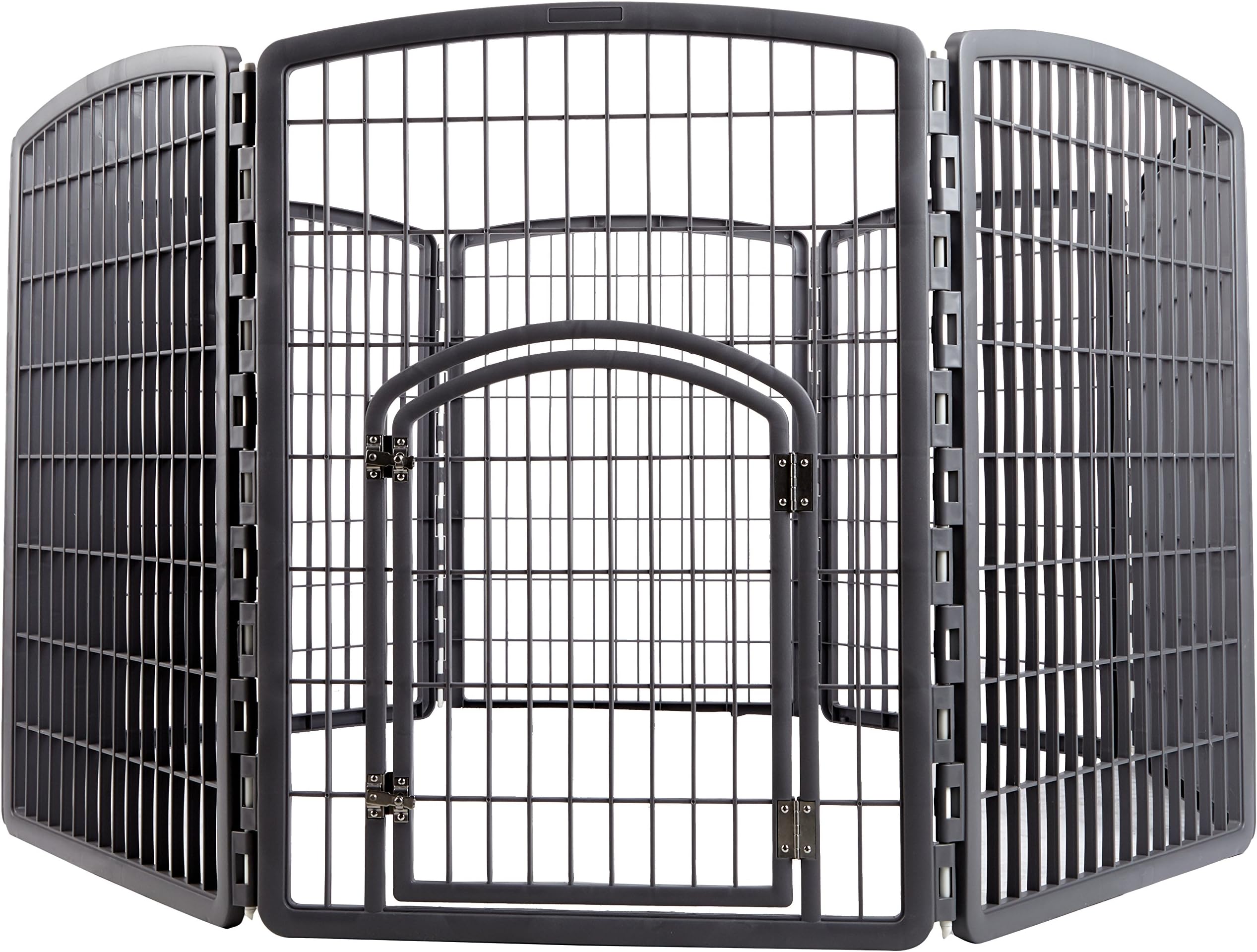 IRIS 34'' Exercise 8-Panel Pet Playpen with Door, Dark Gray