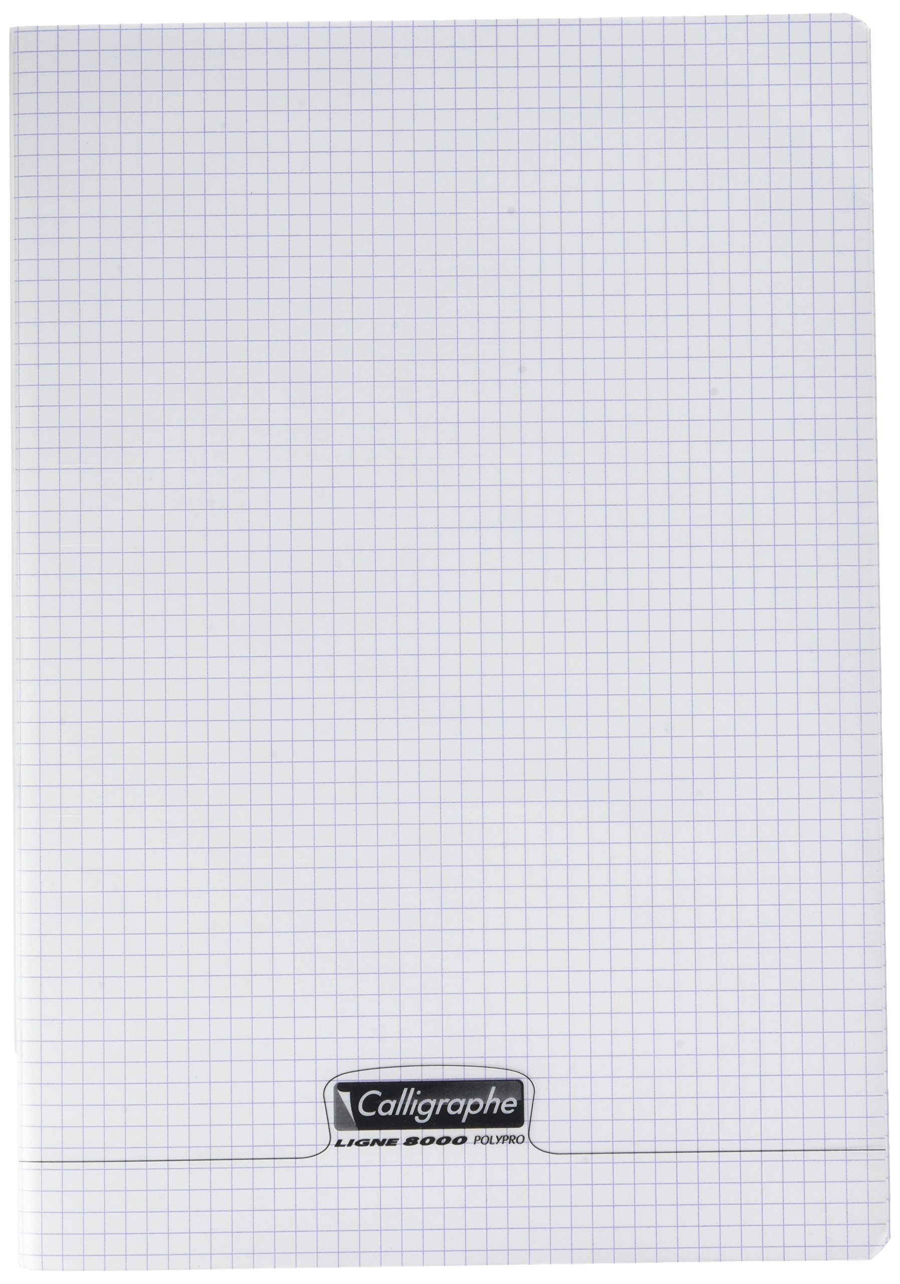 Calligrapher 18361C A Clear+C319 Stapled Notebook (Clairefontaine) - A4 21x29,7 cm - 192 Small Squared Pages - 90 g White Paper - Transparent Polypro Cover