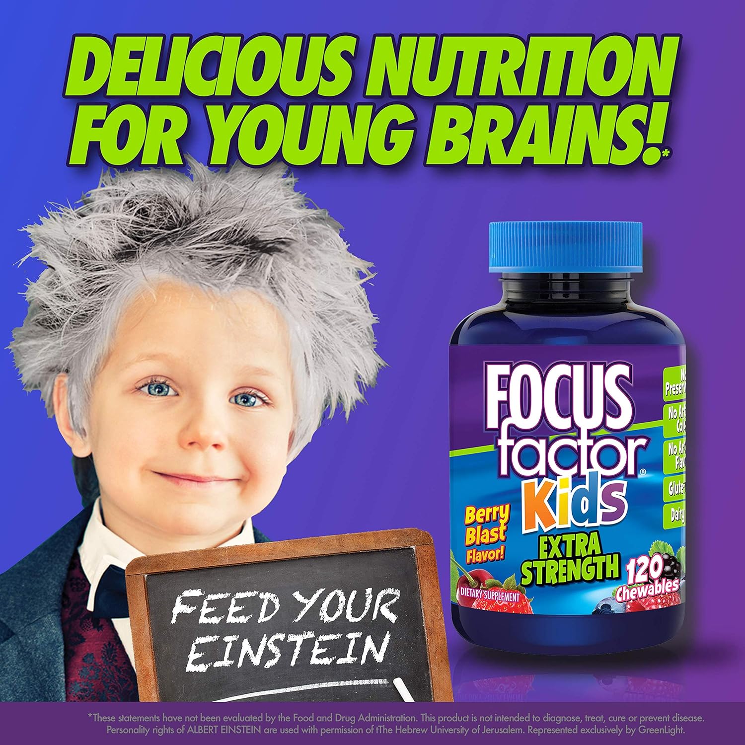Focus Factor, Kids Extra Strength Daily Chewable for Brain Health Support, 120 Count: Health & Personal Care