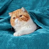 Bedsure Fleece Throw Blanket Teal 130x150 cm Soft Cozy Plush Microfibre view 2