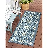 Liora Manne ESENCIA Indoor/Outdoor Power Loomed Latex Back Non Slip Mat - Traditional Tile Casual Medallion Colorful (Madrid 