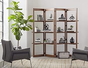Martin Furniture Woodford Solid Wood Bookcase, Storage Space, Living Room Divider, Book Shelves, Light Brown