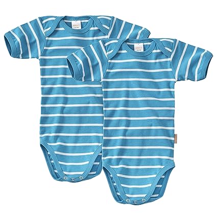 wellyou Baby und Kinder Doppelpack kurzarmbody/Baby-Body Junge aus 100% Baumwolle, Kurzarm 2er Set in türkis-Weiss gr 104-134