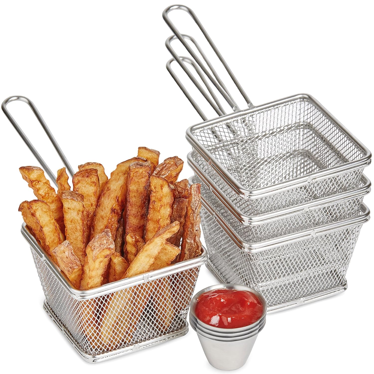 Andrew James Chip Baskets Set of 4 Stainless Steel Serving Trays