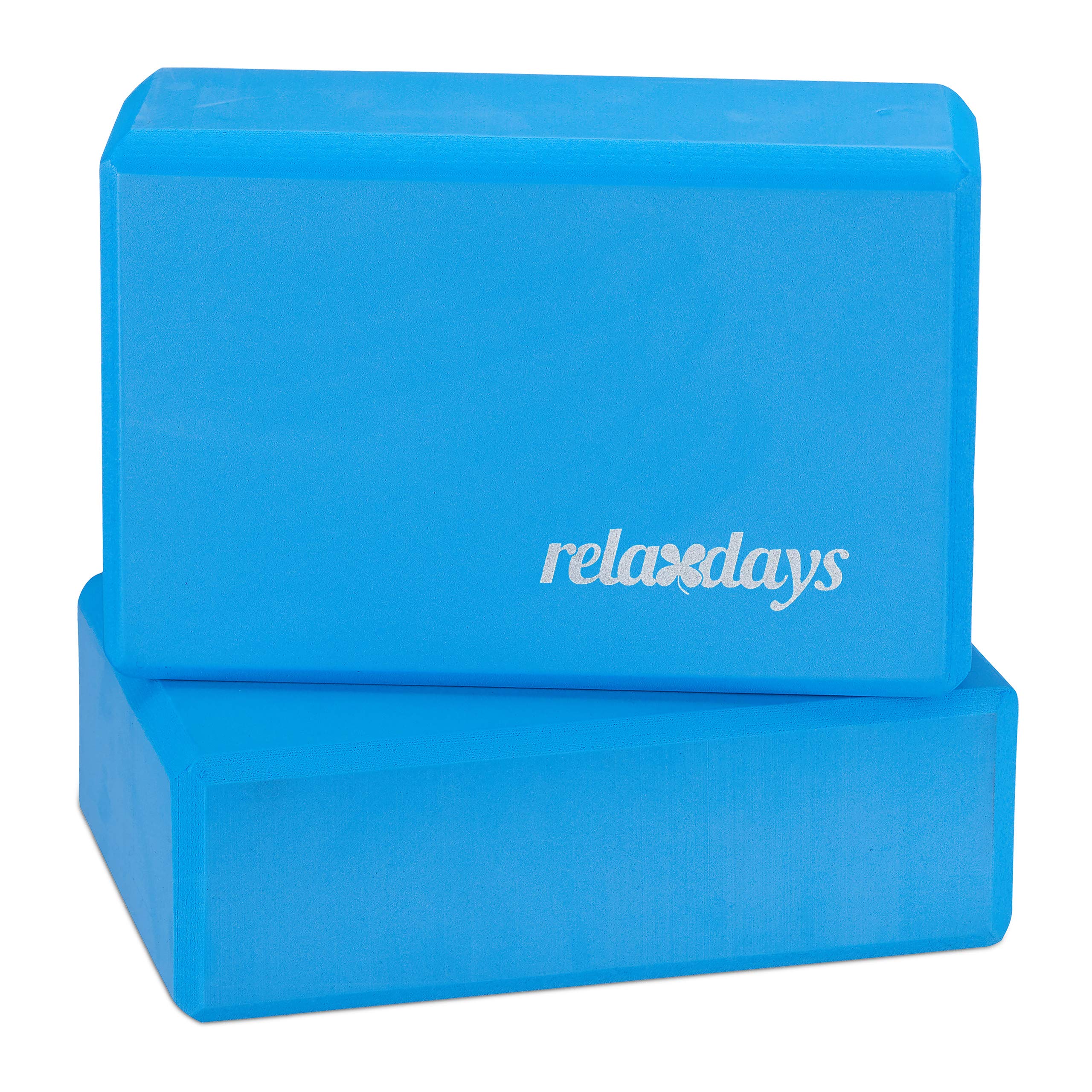 Relaxdays Unisex's Set of 2 Hard Foam Blocks to Practice Yoga, Non-Slip, Hwd 8X23X15 cm, Blue, 8 x 23 x 15 cm