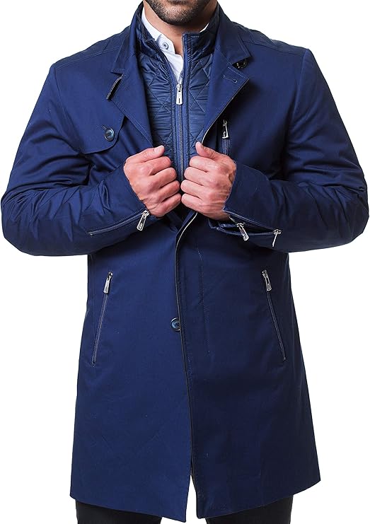 Maceoo Mens Designer Jacket Peacoat Button Shaped Fit Navy at Amazon Men’s Clothing store
