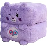Happy Nappers Care Bears 10" Pop N' Play Cube - Share Bear Plush | Mushmillow character unfolds into a versatile 5x10x20 inch folding mat, footrest, or stool. Soft polyester decor for kids
