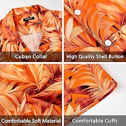 HISDERN Mens Short Sleeve Hawaiian Shirts Casual