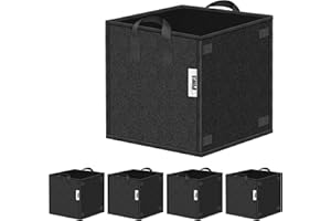 iPower 5 Pack 7 Gallon Square Grow Bags Thick Fabric Planting Pots with Handles for Indoor and Outdoor Garden, Black
