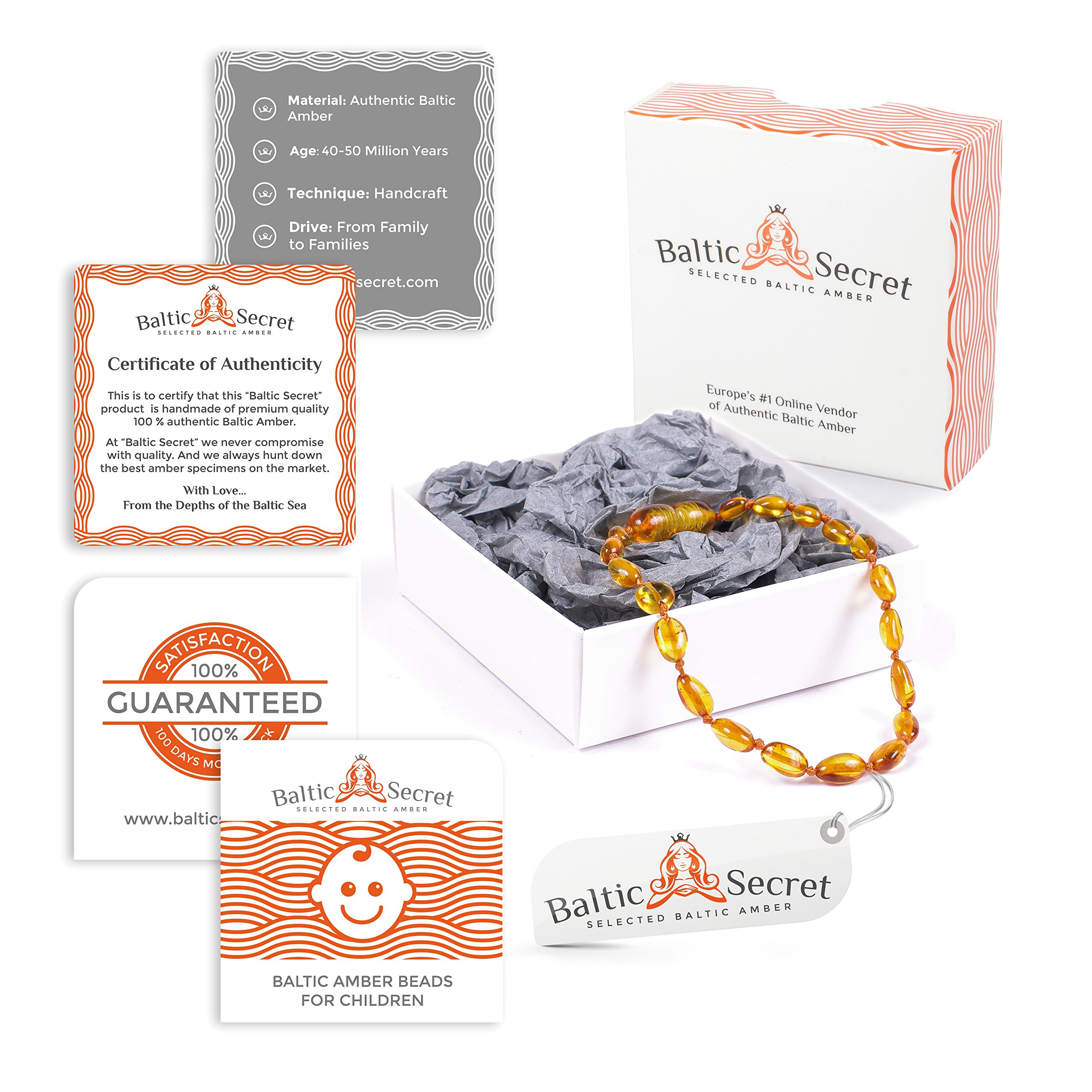 Premium Amber Teething Bracelet Anklet / Extra Safe / 50% Richer and Higher in Value / Sizes from 4.5 IN to 8 IN / Reduces Teething Symptoms Naturally /HNY.P-BN / 13.5CM / 5.3IN