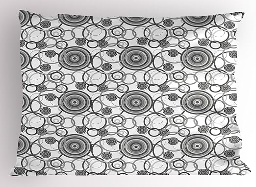 Amazon Com Lunarable Grey Pillow Sham Swirling Circles In