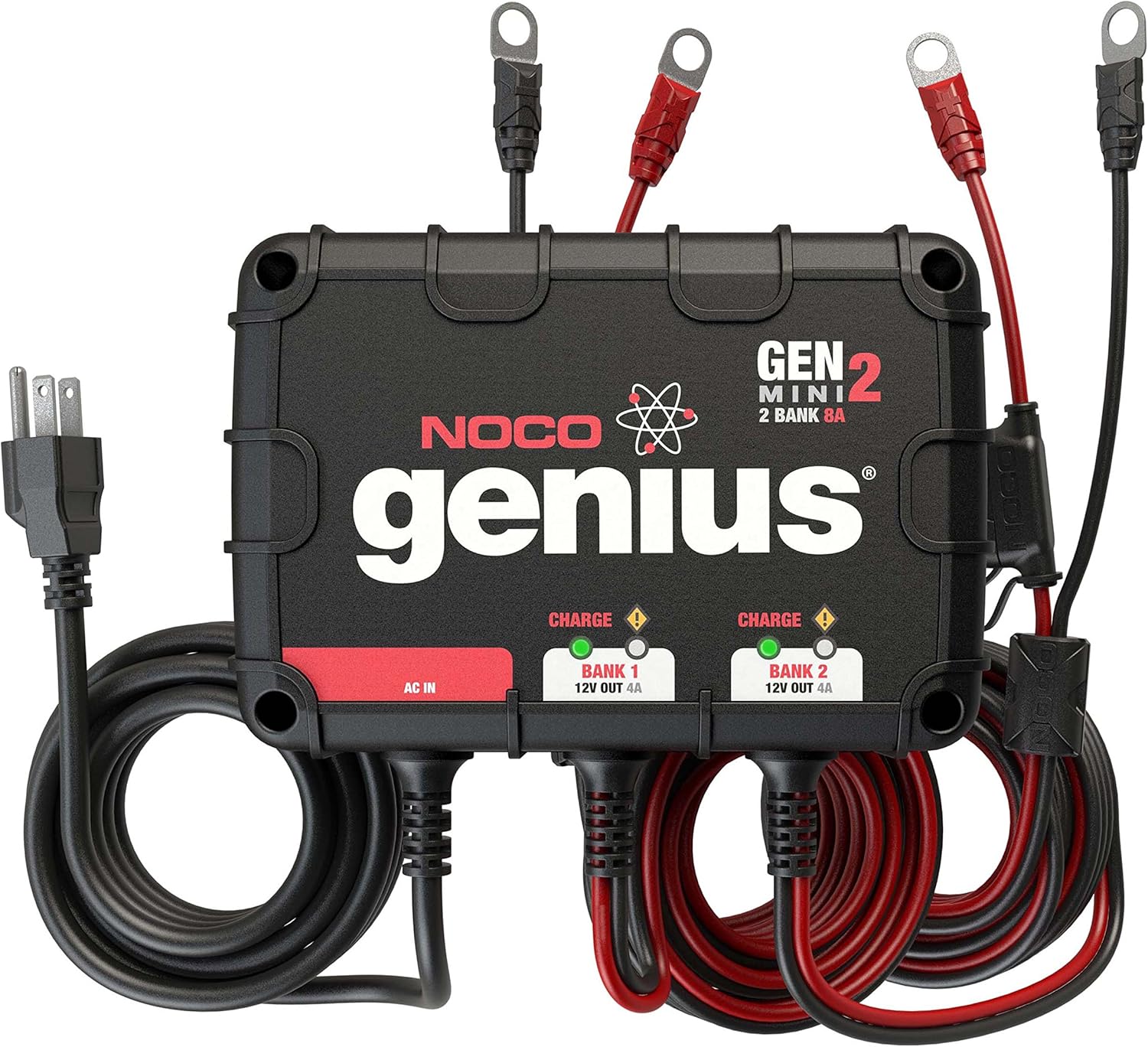 NOCO Genius GENM2, 2-Bank, 8-Amp (4-Amp Per Bank) Fully-Automatic Smart Marine Charger, 12V Onboard Battery Charger And Battery Maintainer: Automotive