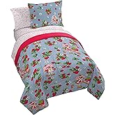 Jay Franco Kids Comforter Set Includes Sheets and Pillow Covers - Soft and Cozy Bed Set for Stylish Room Decor, Blue - Strawberry Shortcake. 5 Piece Twin Size Bedding