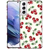 GlamCase for Samsung Galaxy S21 5G, Samsung S21 Case with Cherry Watercolor Pattern Design Printed Slim & Sleek Cute Plastic Hard Protective Designer Back Phone Case/Cover for Samsung S21 5G