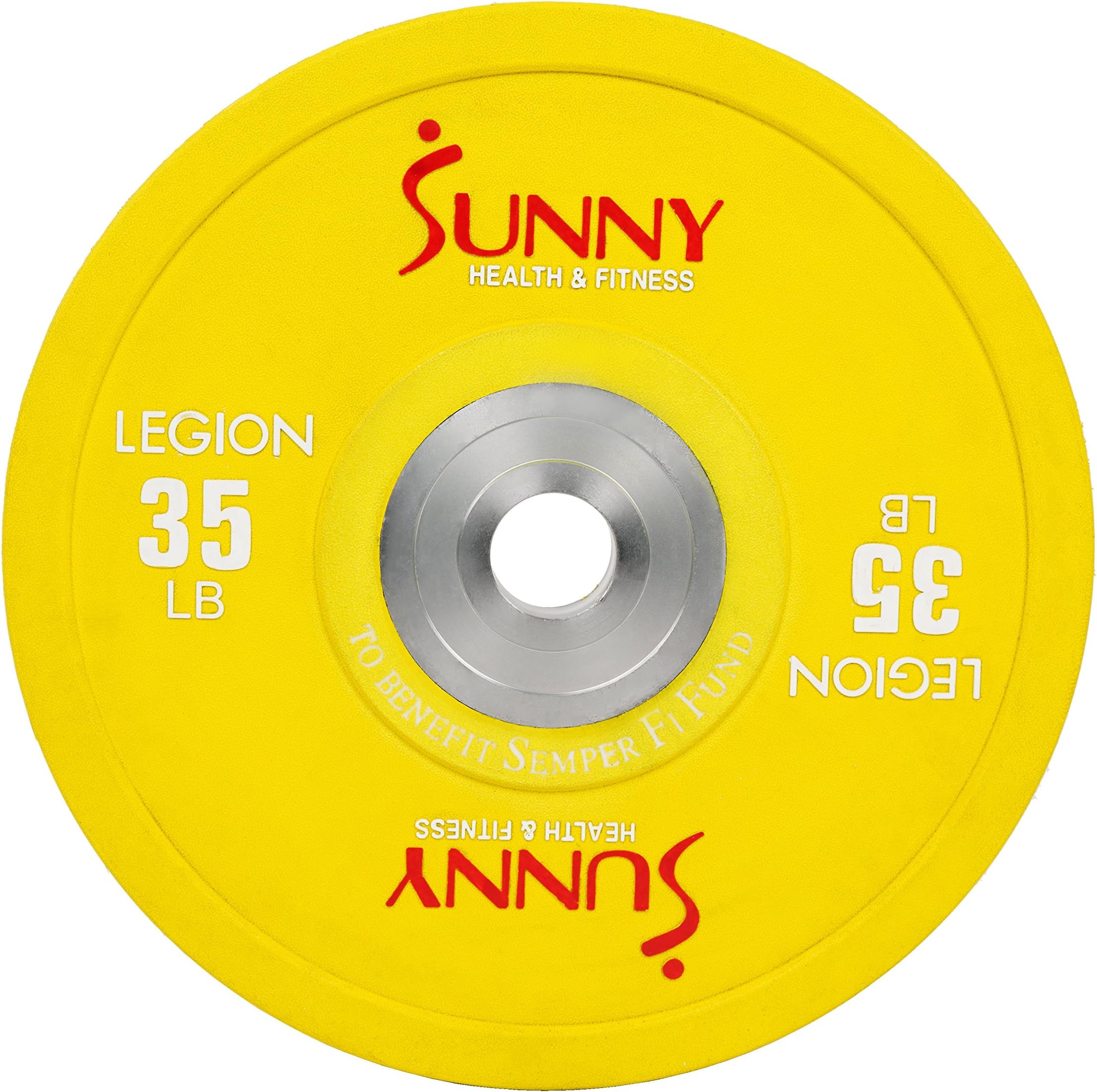 Sunny Health & Fitness Olympic Bumper Plate with Chrome Inserts for Strength Training, Weightlifting and Crossfit