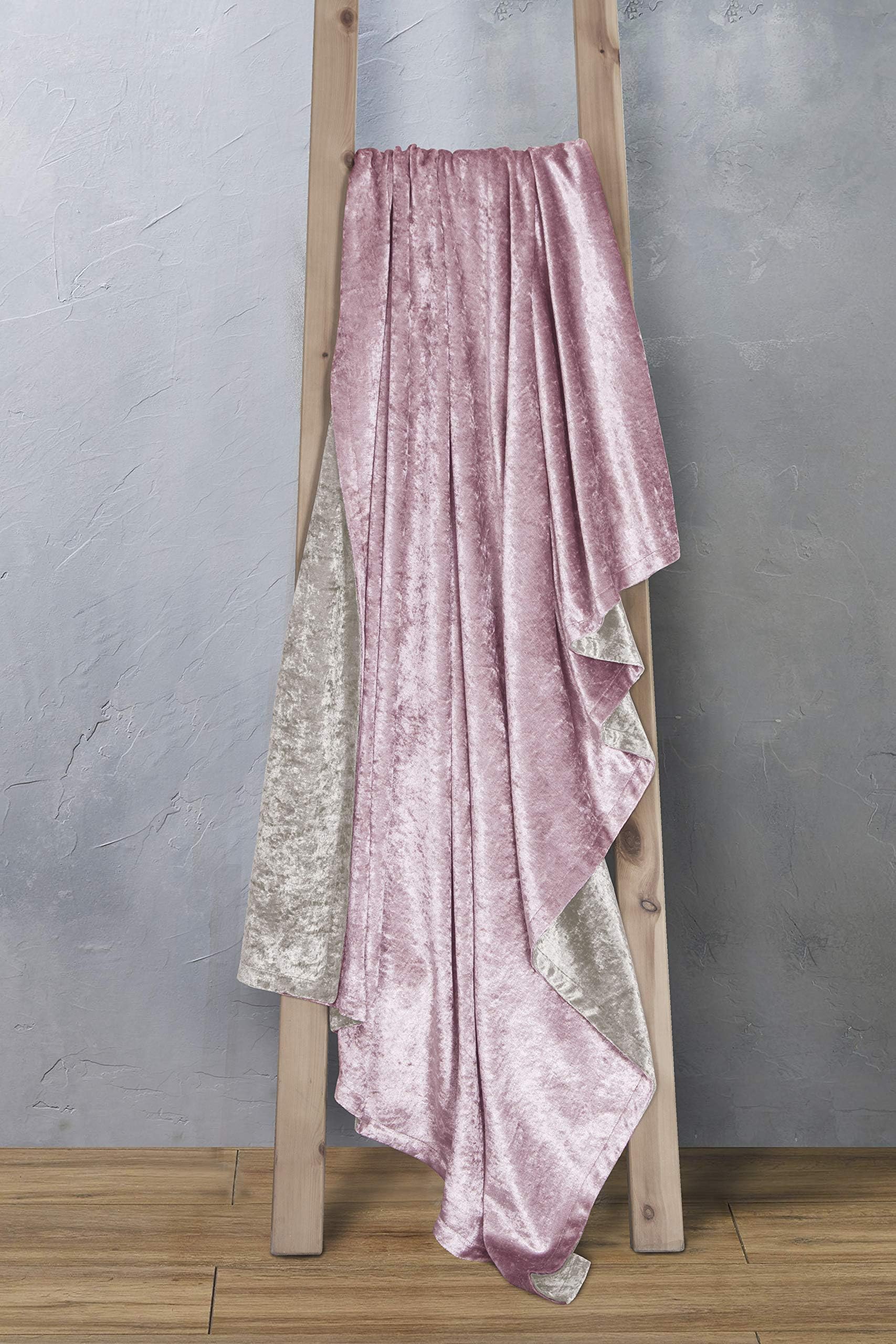 The Mill Shop Exclusive Crushed Velvet Reversible Soft Throws 57" x 78" (145x200cm) - Blush/Mink