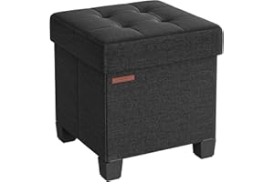 SONGMICS Storage Ottoman, Small Ottoman Foot Rest with Legs, 15 x 15 x 15.7 Inches Foot Stool, Load up to 660 lb, for Living 