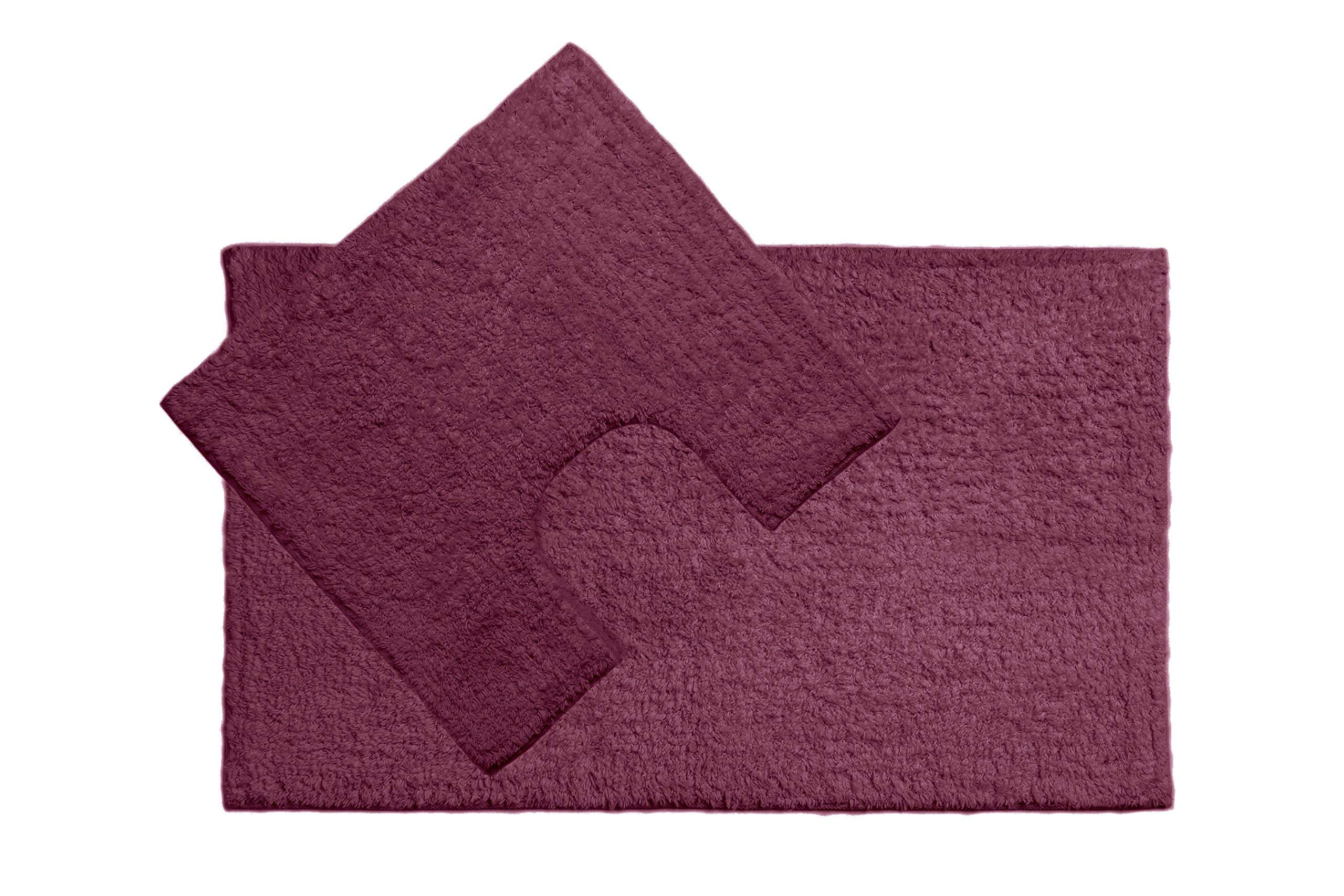 Premier Housewares Cotton Bath Mat and Pedestal Set - Purple