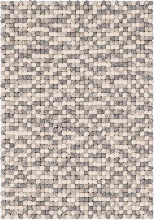 Myfelt Hella Filzkugelteppich 70x100 Cm Rechteckig Weiss