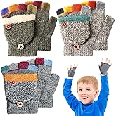 Handepo 3 Pair Kids Winter Gloves Infant Gloves 2t Toddler Convertible Warm Flip Top Baby Clothes for Kids 2-6 Years