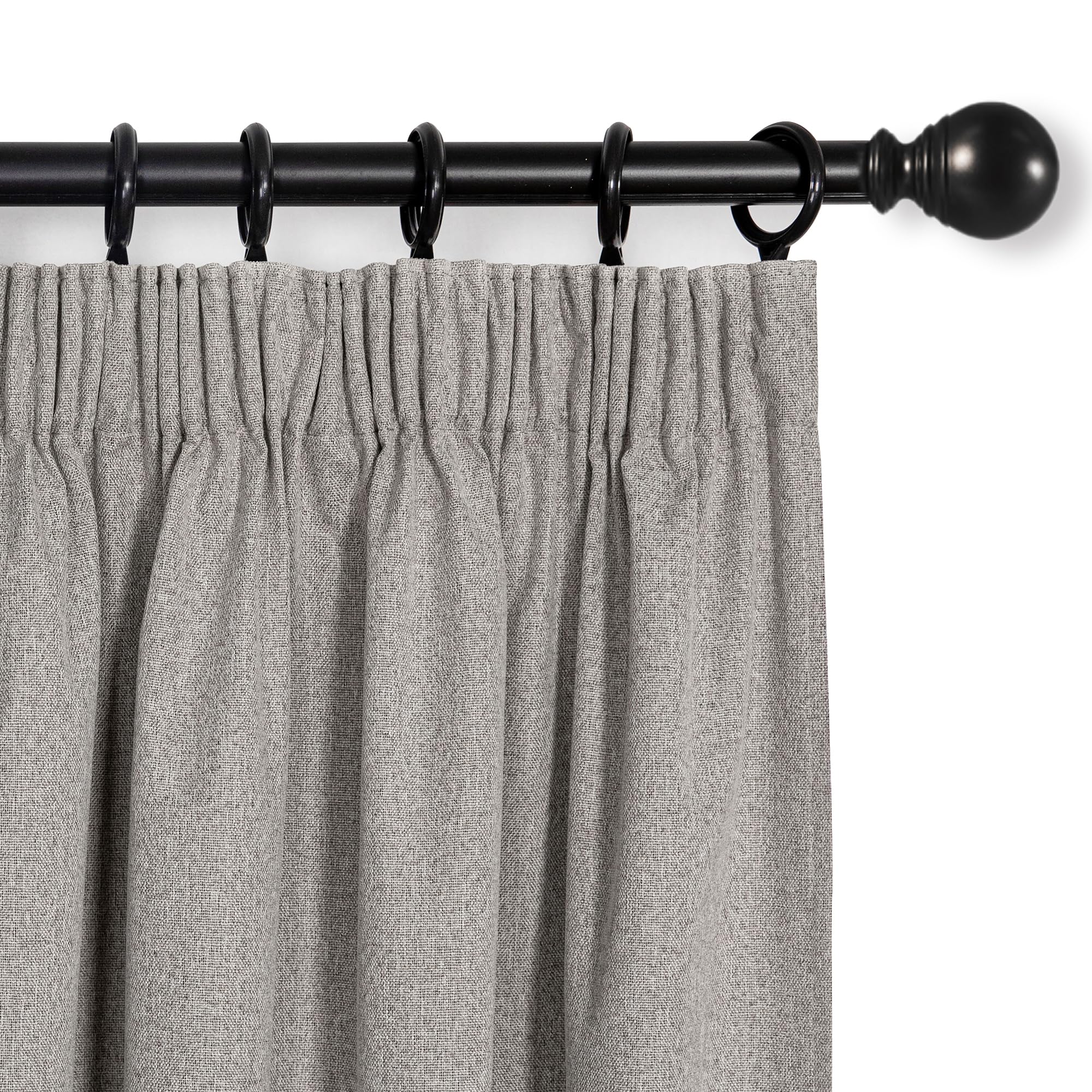 MYSKY HOME Opaque Thermal Curtain Heat Protection Curtains Set of 2 H 175 x W 140 cm Bedroom Curtains with Ruffle Tape for Rail System Blackout Curtains, Linen