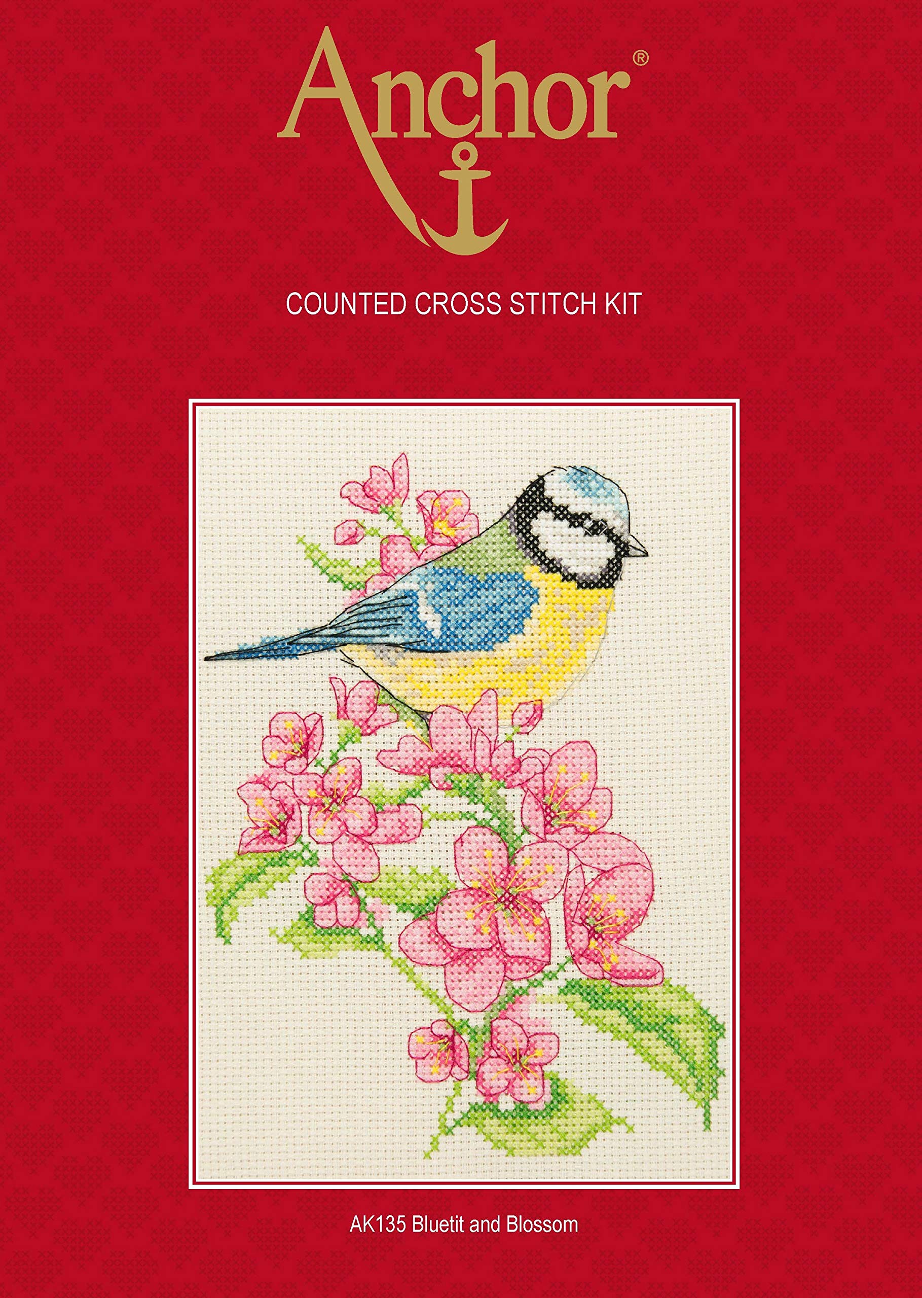 Anchor Cross Stitch Kit: Starter: Bluetit and Blossom, Multi-Colour, 23 x 16cm