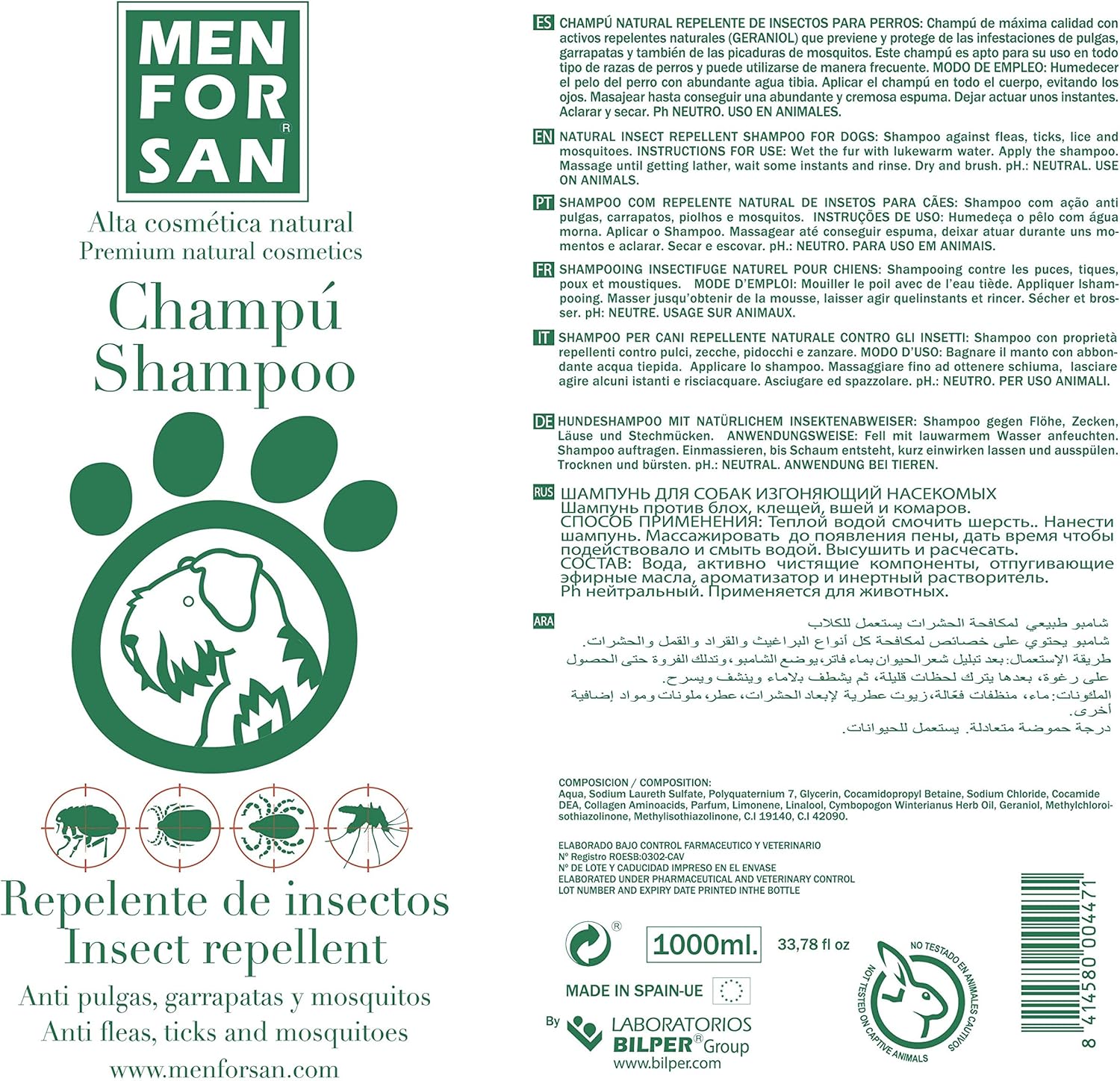 Menforsan - Shampoo insect repellent, 1L - Image 5