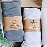 Bassinet Fitted Sheets for Chicco LullaGo Anywhere, Baby Bjorn Cradle and 14 x 29 Mattress Pad – Snuggly Soft 100% Jersey Cotton – Light + Dark Grey – 2 Pack