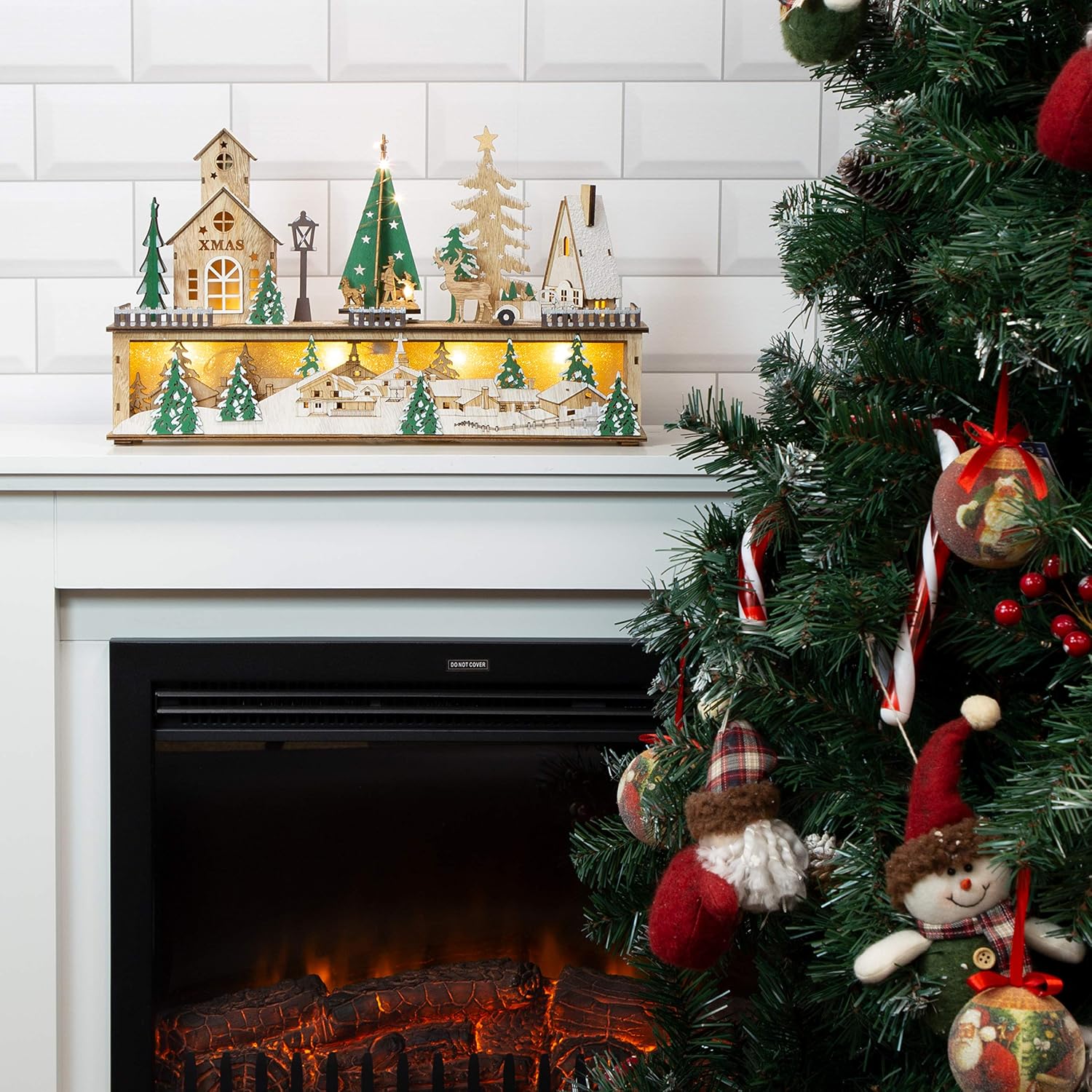 The Christmas Workshop Light Up Wooden Festive Scenes/Indoor Christmas Decorations/Warm White LEDs/Hand Crafted (Musical Christmas Scene) - Image 3