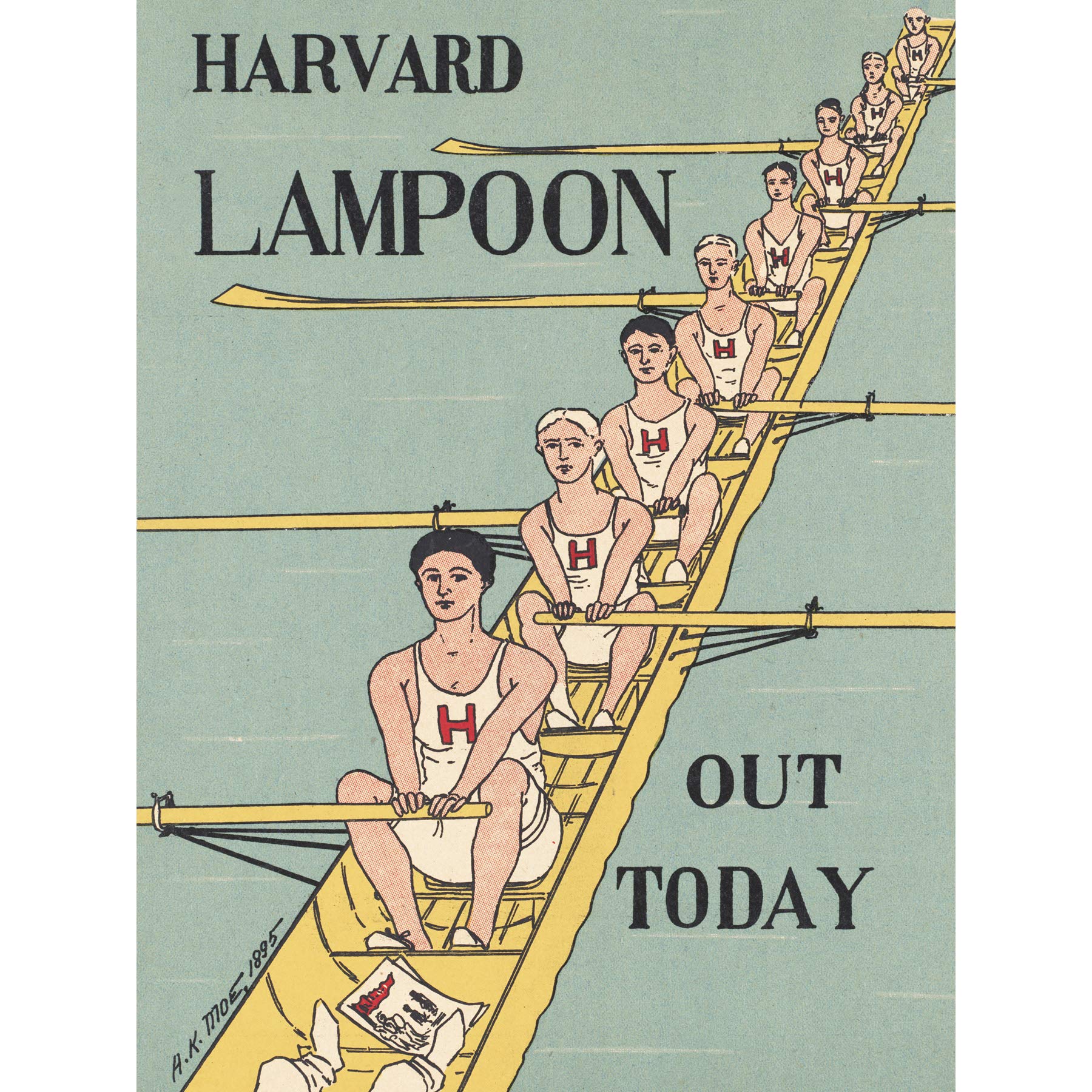 Wee Blue Coo Harvard Lampoon Rowing Boat Advert Premium Wall Art Canvas Print 18X24 Inch