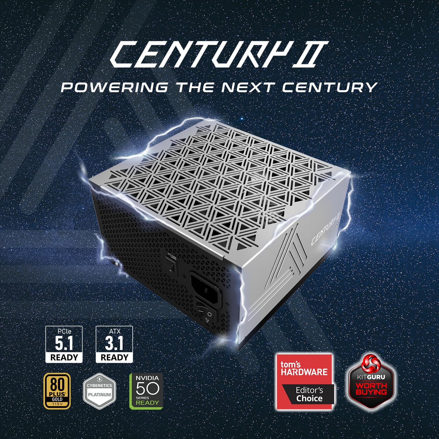 MONTECH Century II - 850W High-End ATX Gaming Power Supply - 80 Plus Gold & Cybenetics Platinum - Fully Modular - ATX 3.1 & PCIe 5.1 Ready with 12V-2x6 Cable - 10 Years Warranty
