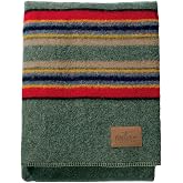 Pendleton Yakima Camp Blanket Twin 66" x 84" - Wool Cotton | Durable Throw for Home, Travel, RV, Picnic - Green Heather