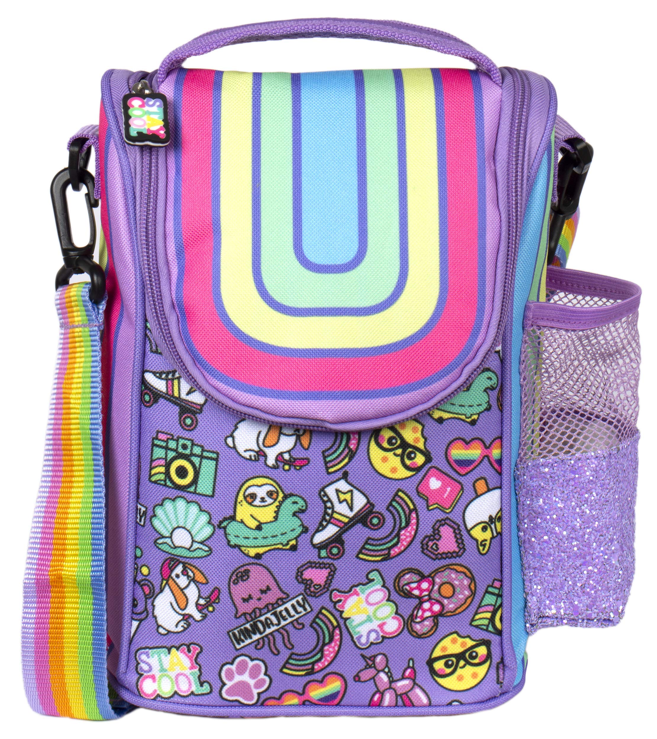 Fringoo - Large Capacity Kids Strap Lunch Bag | Small Cool Bag Kids Lunchbox | Perfect As School Lunch Bag for Boys - Rainbow Smile