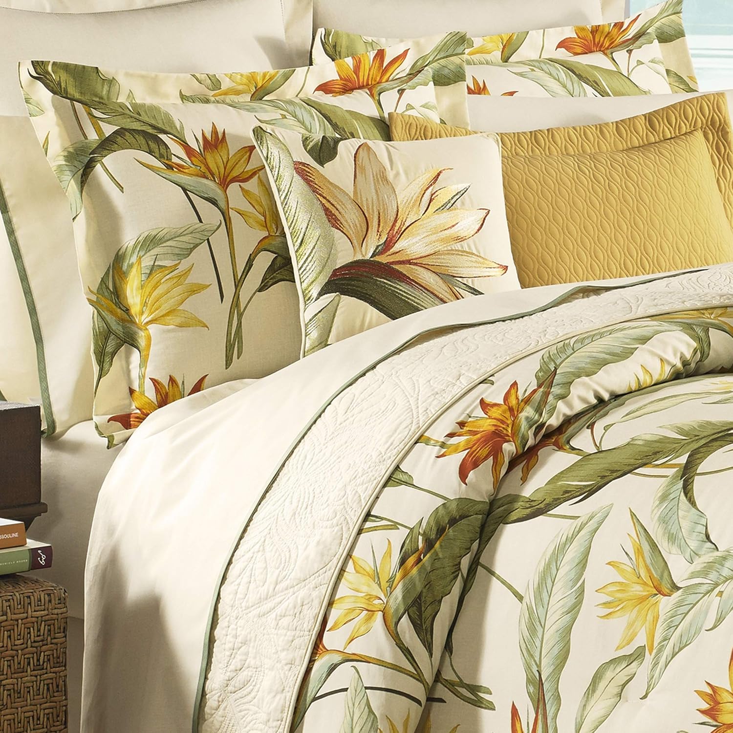 Tommy Bahama Birds of Paradise Collection Comforter Set-100 Percent Cotton, Ultra-Soft Bedding with Matching Shams and Bedskirt, Machine Washable Easy Care, King, Coconut: Home & Kitchen