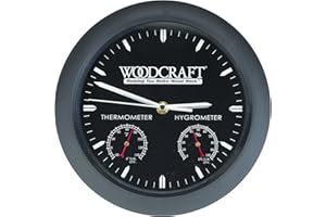 WOODCRAFT Woodshop Clock with Thermometer and Hygrometer