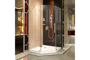 DreamLine Prism Lux 34 5/16 in. D x 34 5/16 in. W x 72 in. H Fully Frameless Hinged Shower Enclosure in Brushed Nickel, SHEN-2234340-04