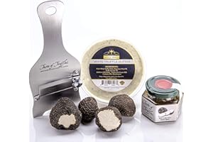 TASTE OF TRUFFLES BLACK TRUFFLE CHEFS DINNER KIT - Fresh Black Burgundy Truffles (Tuber Uncinatum) 2oz | White Truffle Butter 6.5 oz | Black Truffle Sauce 3.2 oz | Professional Truffle Shaver/Slicer