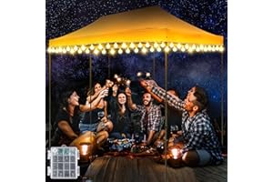Hohean 1 Pack Canopy Tent Lights, 59ft 120LEDs Canopy Lights Outdoor Battery Powered with 8 Modes, Bright Camping Canopy String Lights for 10' x 20' Pop Up Canopy Tent, Suitable for Tailgate Party