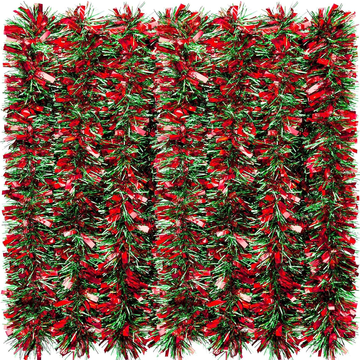 Wreaths, Garlands & Swags - 26.2 Feet Christmas Tinsel Garland Xmas Party Metallic Tinsel Twist Garland Glitter Christmas Tree Hanging Wreath Decor for Staircase Railing Banister Indoor Outdoor Ornament (Red and Green)
