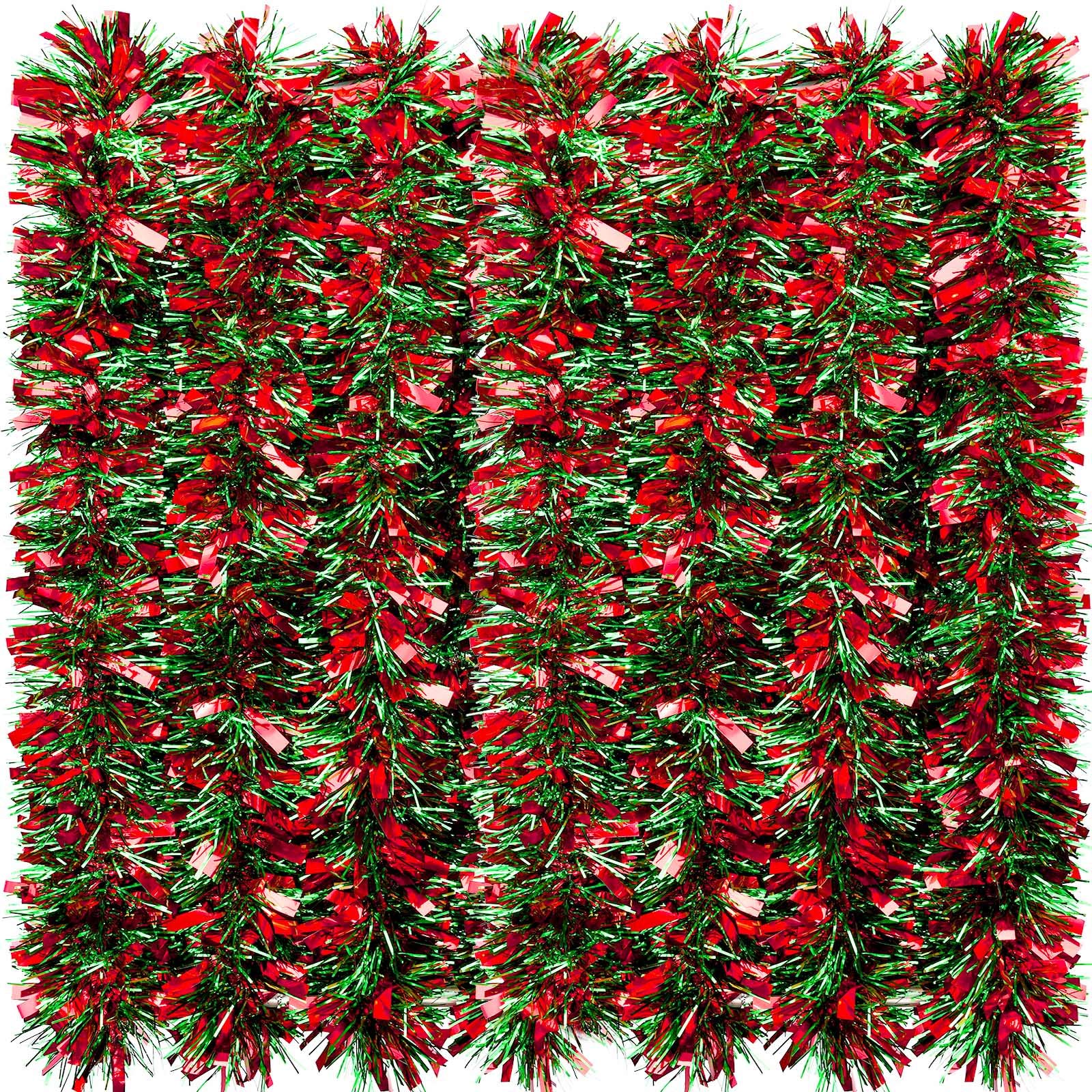 EBOOT 39.4 Feet Shiny Tinsel Garland - Metallic Christmas Tree Hanging Decorations for Indoor and Outdoor Parties (Red and Green)