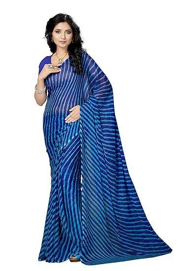 Womens Chiffon Saree without Blouse Piece